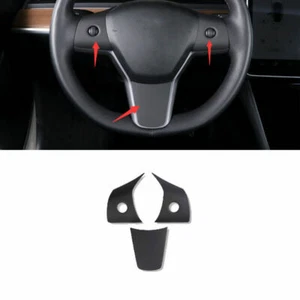 Ajuste para Tesla Modelo 3 2017-21 Negro Mate Volante Botón Marco Borde 3 Piezas - Imagen 1 de 4