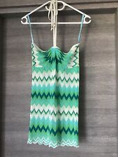 Marciano SLEEVELESS TOP WITH HALTER STRAP TIE - WHITE / MULTI GREEN - Size SMALL