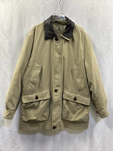 Rainforest Mens XL Removable Down Liner Leather Collar Beige Khaki Coat - Picture 1 of 24