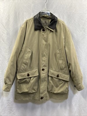 Rainforest Mens XL Removable Down Liner Leather Collar Beige Khaki Coat - Image 1 of 4