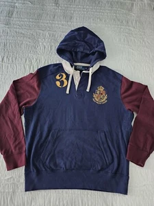 Vintage Polo Ralph Lauren Hoodie Pullover Mens L Blue Embroidered Crest Logo EUC - Picture 1 of 13