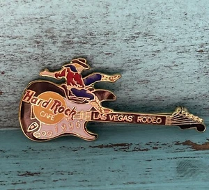 Vintage 1995-Hard Rock Cafe pin Las Vegas Hotel Rodeo Fender Guitar-Collectors - Picture 1 of 3