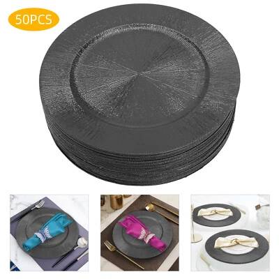 Элегантные стеклянные зарядные пластины 13 дюймов декор для свадебного стола обеденного стола 50 шт. - Изображение 1 из 4