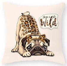 Multicoloured Pug Dog Design Cushion Cover 17" X 17" Home Sofa Decor
