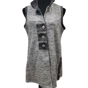 John Mark kleine Tunika Tweed meliert Weste Cardigan künstlerisch Boho Struktur Lagenlook - Bild 1 von 8