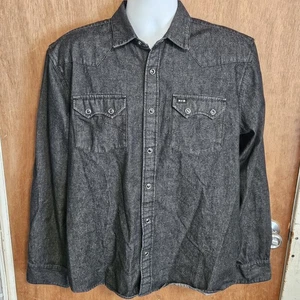 Howler Bros Pearl Snap Western Shirt Men's Medium Denim Sawtooth Pockets Cowboy - Picture 1 of 9