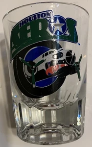 HOUSTON AEROS IHL, SCHNAPSGLAS 2 Flüssigunzen, NEU, KLAR, HOCH - Bild 1 von 2