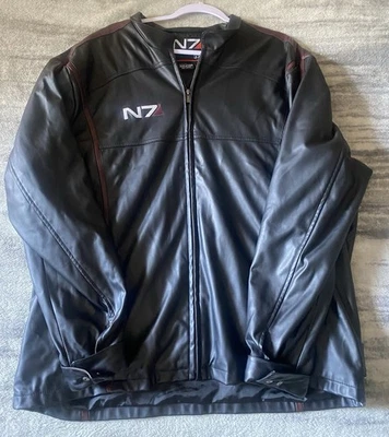 Mass Effect 3 N7 Commander Shepard Mens Leather Jacket Gaming Cosplay Costume - Image 1 of 4