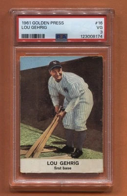 Golden Press Lou Gehrig #16 1961, PSA 3, New York Yankees Foto 1 de 2