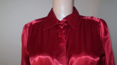 APOSTROPHE VINTAGE BRILHANTE BRILHANTE LÍQUIDO CETIM SEDOSO CAMISA BLUSA TERNO TOP XL - Imagem 1 de 4