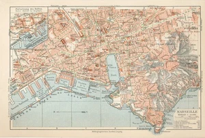 1920s FRANCE MARSEILLE CITY PLAN Antique Map - Picture 1 of 1