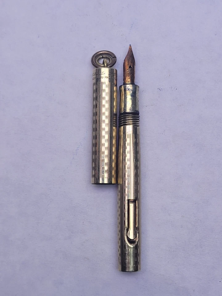 Caneta-tinteiro pingente folheada a ouro Wahl com 14k nova na caixa - Imagem 1 de 4