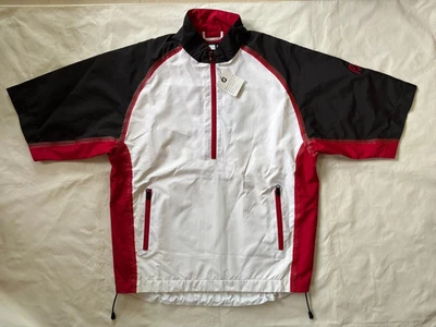 Footjoy Men's Dryjoys Rain Shirt Short Sleeve White Red Performance US Size M - Image 1 of 4