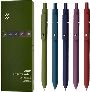 Gel Pens, 5 Pcs 0.5Mm Black Ink Pens Fine Point Smooth Writing Pens with Silicon - Picture 1 of 12