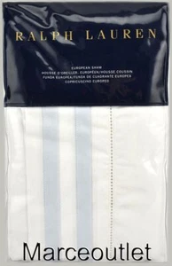 Ralph Lauren Whitlow Shelburne EURO Pillowshams White / Blue Hyacinth - Picture 1 of 4