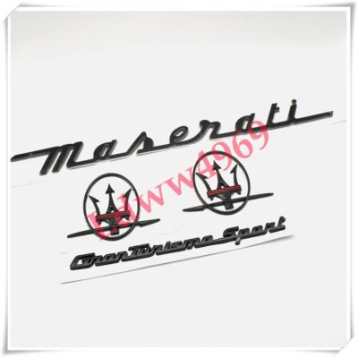 4pc Glossy Black Emblem For Maserati Granturismo Side L/R Trunk Badges/Nameplate - Image 1 of 4