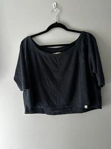 new Hollister M/L Cropped Raglan Sleeve Tee T Shirt Sweater Knit Dark Blue NWT - Picture 1 of 12