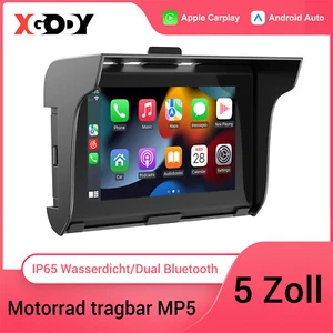 5" Wireless CarPlay Motorrad GPS Android Auto Touchscreen IP65 Wasserdicht BT - Bild 1 von 14