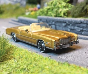 Brekina 1/87 HO Scale 1975 Cadillac Eldorado Convertible Car Gold Chrome-Plated - Picture 1 of 7
