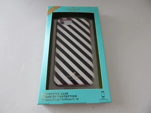 Funda protectora rígida Kate Spade para iPhone SE/8/7 negra/crema/rosa nueva - Imagen 1 de 10