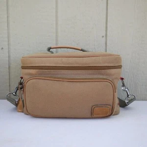 Vtg Ricardo Beverly Hills Canvas Leather Toiletry Bag Travel Tote Shoulder Strap - Picture 1 of 12