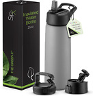 ™ Triple-Insulated Stainless Steel Water Bottle 25Oz. with 3 Lids, Bpa-Free Reus
