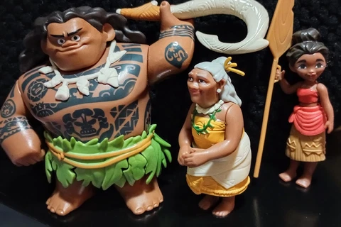 Disney Moana Toy Figure Set Maui Grandma Tala Moana Polly Pocket Toy Cake Topper Cover