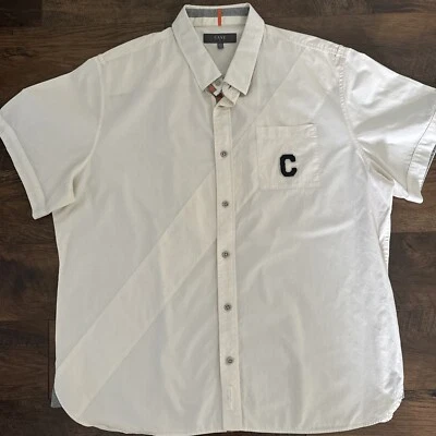 Cavi Men's Beige Short Sleeve Button-Down Collar Shirt Size 4XL EUC D2 - Image 1 of 4