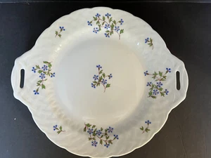 VTG Nicole Bernardaud Limoges Cake Plate Platter Blue Flower Floral France White - Picture 1 of 5