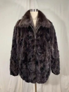 XXL SIZE NEW RICH LOOK USA CARAMEL MINK FUR LADY JACKET SABLE COLLAR FREE SHIPPI - Picture 1 of 9