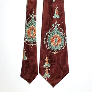 Vintage 30s 40s silk tie jacquard damask vines floral 51 x 4.5 - Picture 1 of 3