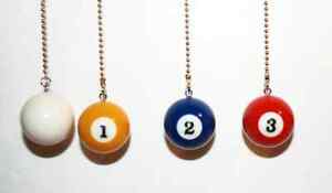 BILLIARD BALL POOL BALL CEILING FAN PULL CHAIN  PICK YOUR #s & CHAIN COLOR