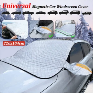 Magnetic Car Windscreen Cover Winter Ice Frost Shield Snow Protector Sun Shade - Picture 1 of 9