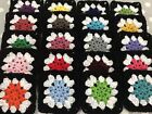 Lot Of 20 5' ASSORTED COLOR FLOWER Crocheted GRANNY SQUARES Blocks AFGHAN THROW