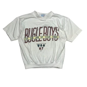 Bugle Boy USA VTG 90s Logo Crewneck Sweatshirt FLAW White Youth Small 8/10 - Picture 1 of 5