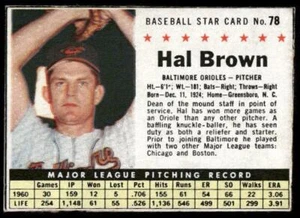 Post Cereal 1961 #78 Hal Brown excelente estado - Imagen 1 de 2
