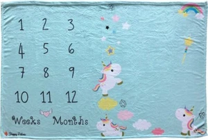 Baby Milestone Blanket Weekly &  Monthly Milestones Floral Wreath Frame Included - Picture 1 of 6