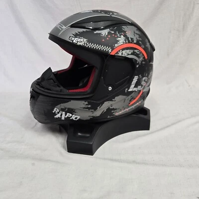 LS2 YOUTH Rapid Helmet Mini Gate Circle Titanium/Fluo Orange Large *NO SHIELD* - Imagem 1 de 4