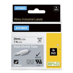 DYMO Rhino Industrial Heat-Shrink Cable Label Tubes   24 mm x 1.5 m   Black Prin