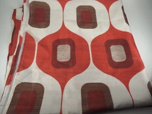 Cloth Shower Curtain with Retro Design Red Brown Maroon White - Picture 1 of 5