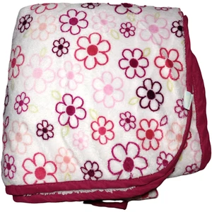 Disney Kids Line Baby Girl Flower Blanket Plush Soft Sherpa Pink Purple Maroon - Picture 1 of 3