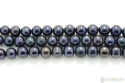 Perles de pommes de terre nacrées d'eau douce naturelles 9 mm - 10 mm paon fo... - Photo 1/2