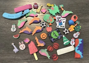 Lot Of 41 Vintage Erasers Animals, Food, And Others - Picture 1 of 3