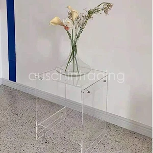 Acrylic Bedside Nightstand Clear Sofa Table End Table Home Decor Display Table - Picture 1 of 8