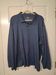 HAGGAR Men's SZ 2XL Blue LS Polo - Picture 1 of 5