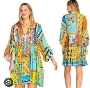 Johnny Was Mixi kurzes Kaftan Kleid - CSW0221AN Gr. M - Bild 1 von 9