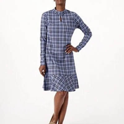 Женское платье в клетку Bridgehampton Isaac Mizrahi синее размер M образец опрятный шик - Изображение 1 из 4