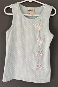 MATILDA JANE Girls Sz 6 Hello Lovely Soar Paper Cranes Tank Top Blue White Dots - Picture 1 of 9