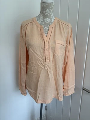 M&S Collection Ladies Pale Orange V Neck Long adjustable Length Sleeves Size 12 - Image 1 of 4