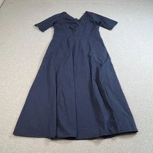 Vestido Eshakti Mujer XL 16 Azul Marino Manga Corta Ajuste Acampanado Maxi Bolsillos Modesto - Imagen 1 de 13